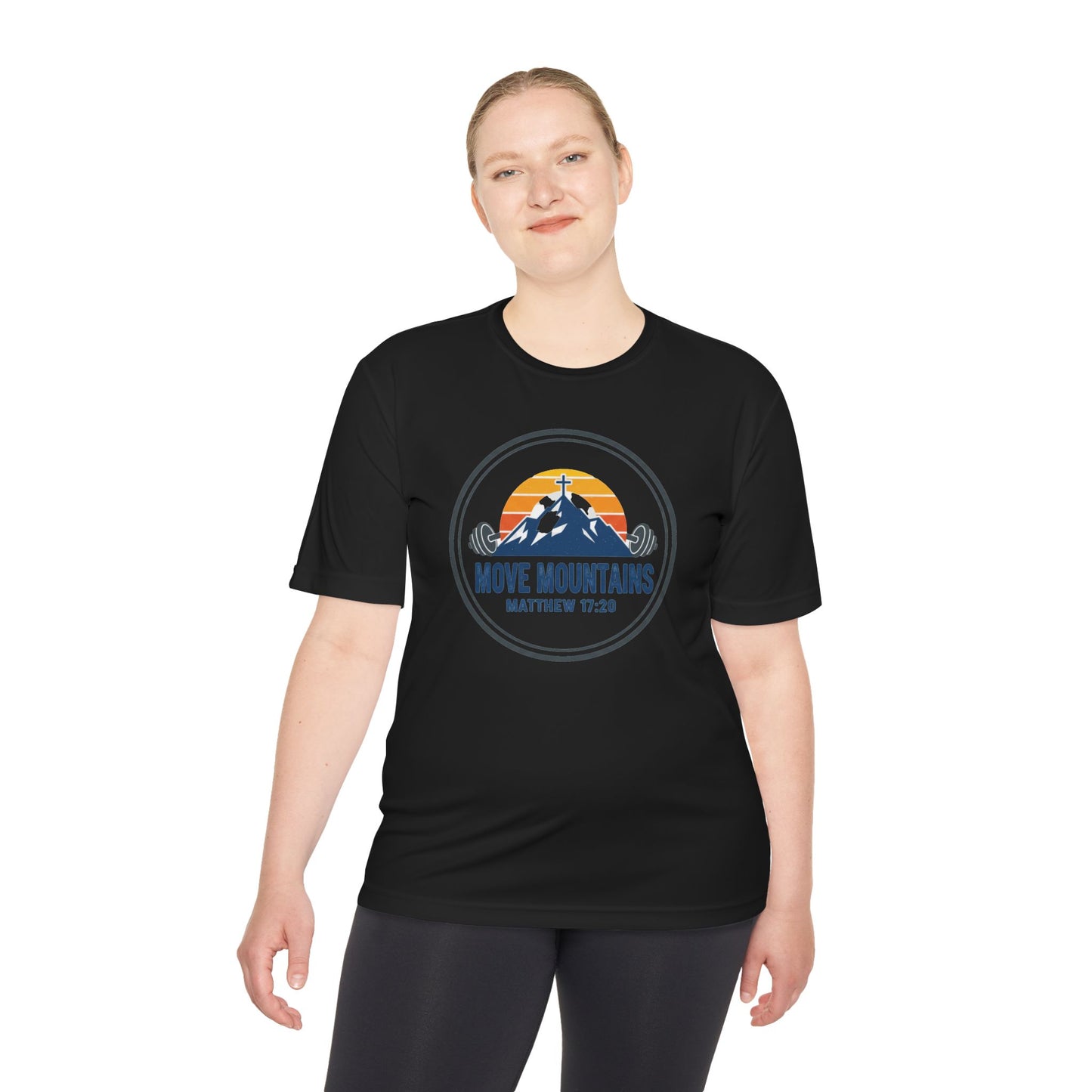 Matthew 17:20 'Move Mountains' Workout Tee — Moisture-Wicking Athletic Shirt