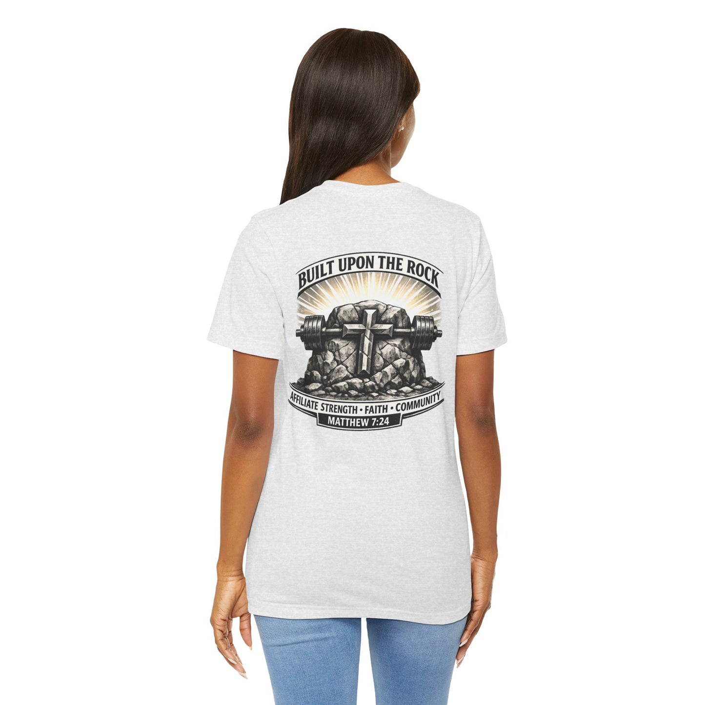 Built Upon the Rock T‑Shirt — Christian Faith Matthew 7:24 Graphic Tee