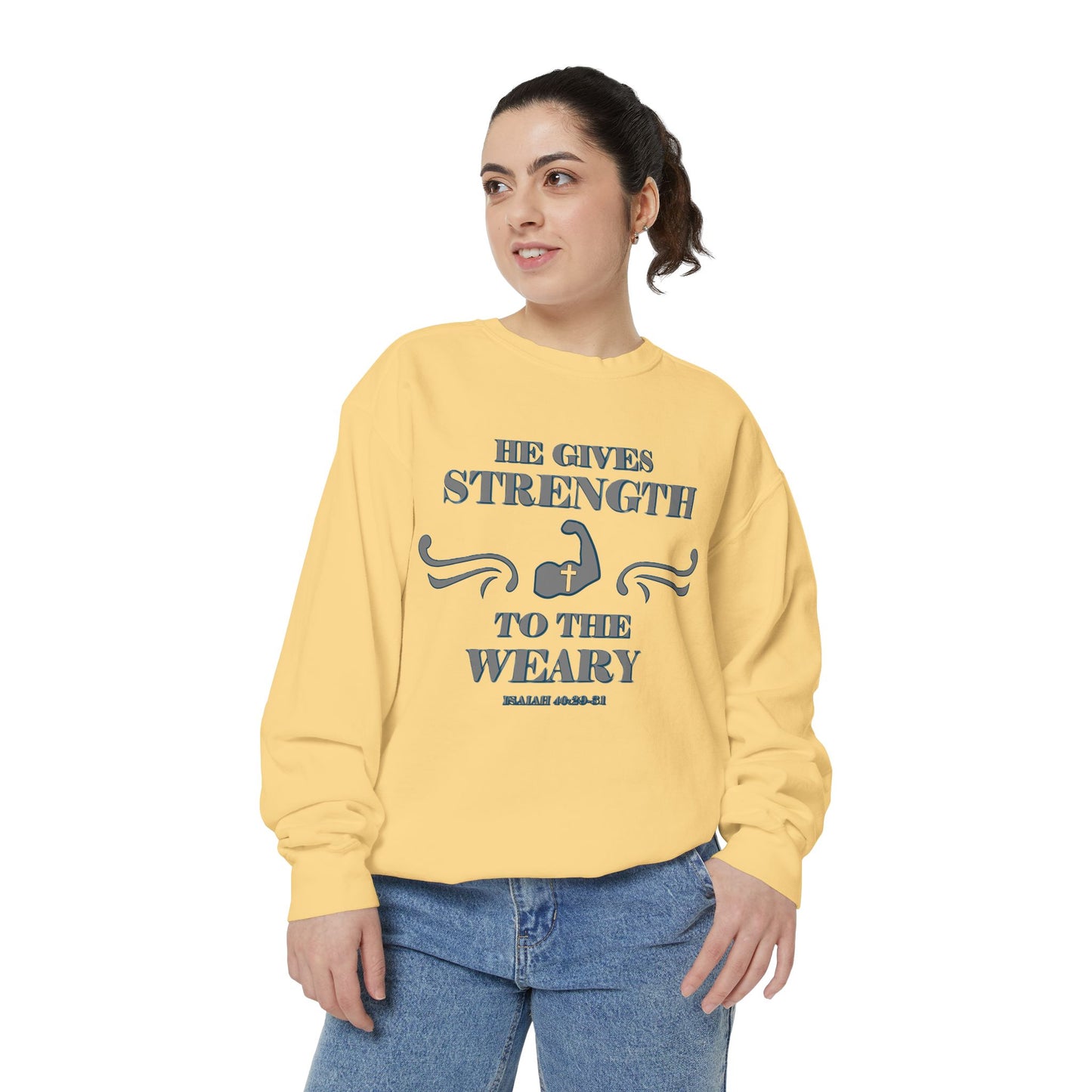 Bible Verse Isaiah 40:29-31 Unisex Sweatshirt 'He Gives Strength to the Weary'