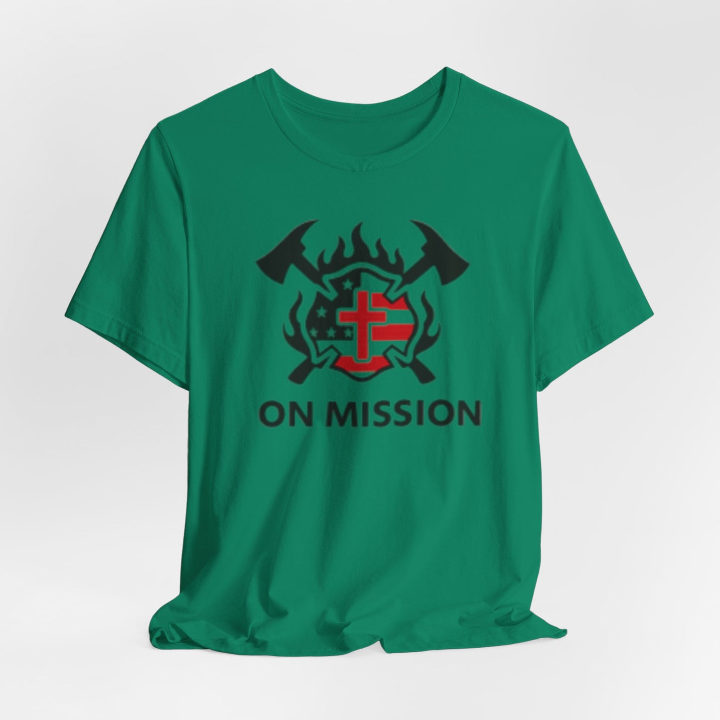 On Mission Christian Cross & American Flag T‑Shirt