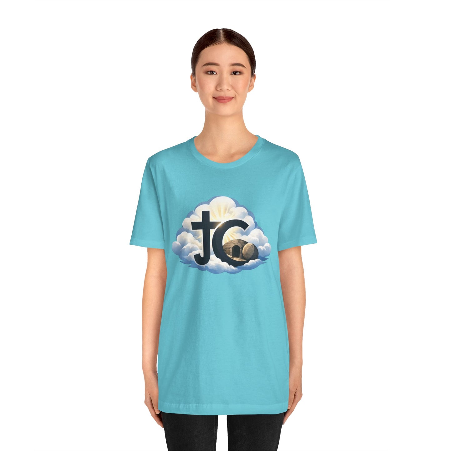 Jesus Christ (JC) Cross Tee — Crucified, Risen & Coming Again