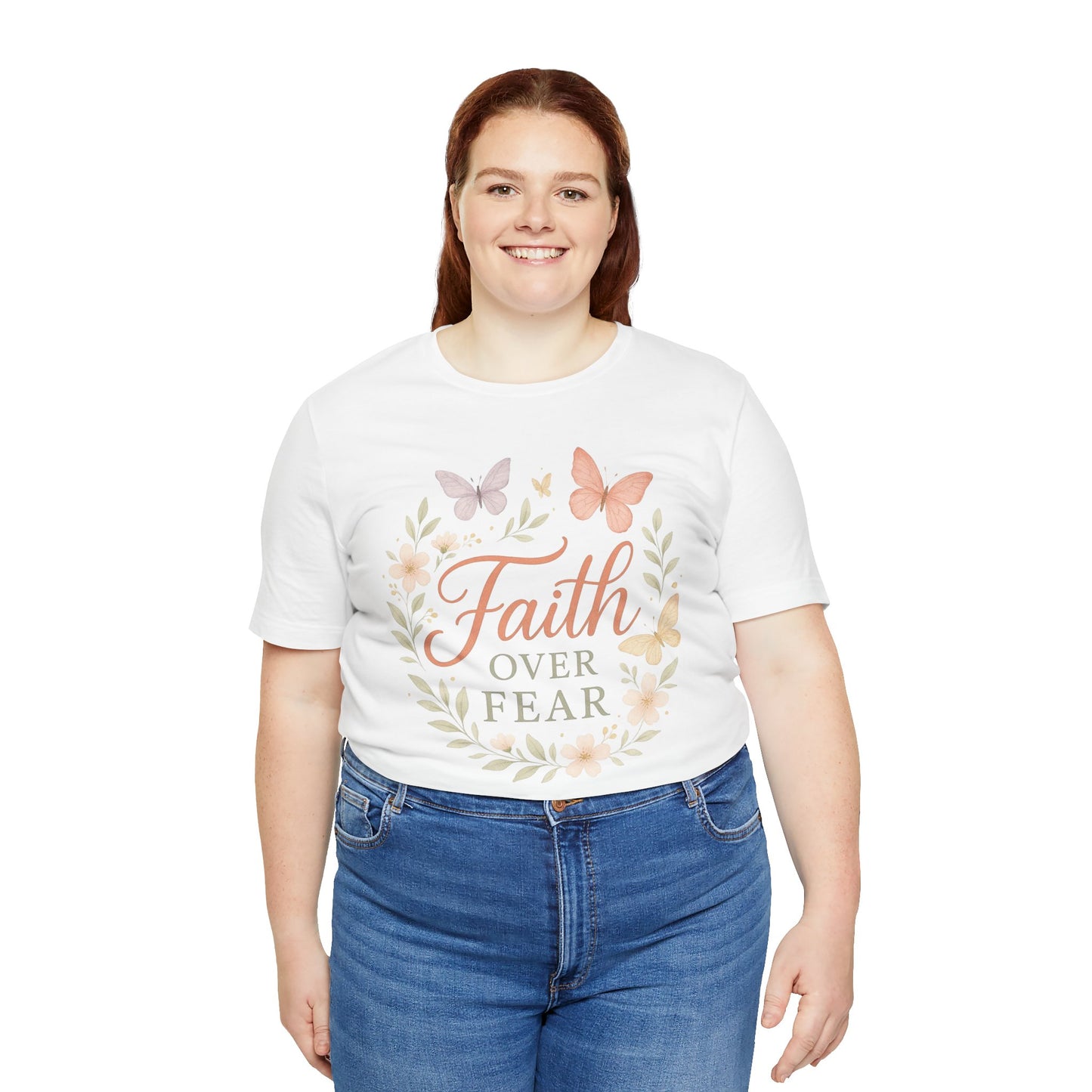 Faith Over Fear T-Shirt — Floral Butterfly Inspirational Tee