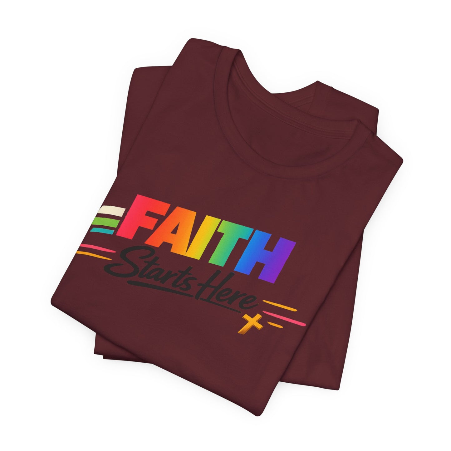Faith Starts Here Rainbow Tee