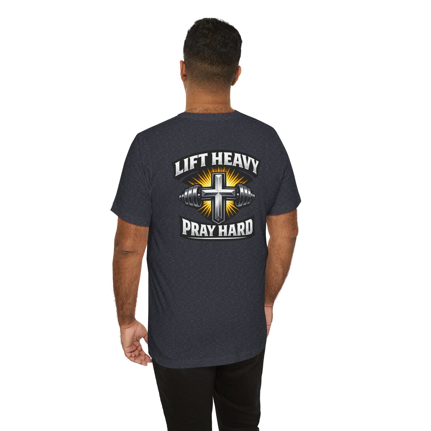 Lift Heavy Pray Hard T‑Shirt — Christian Fitness Gym Tee