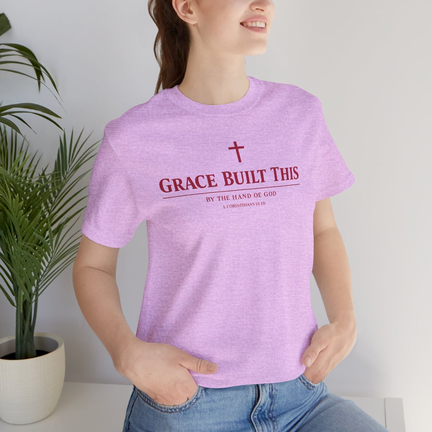 Grace Built This T-Shirt — Christian Faith Tee with Cross