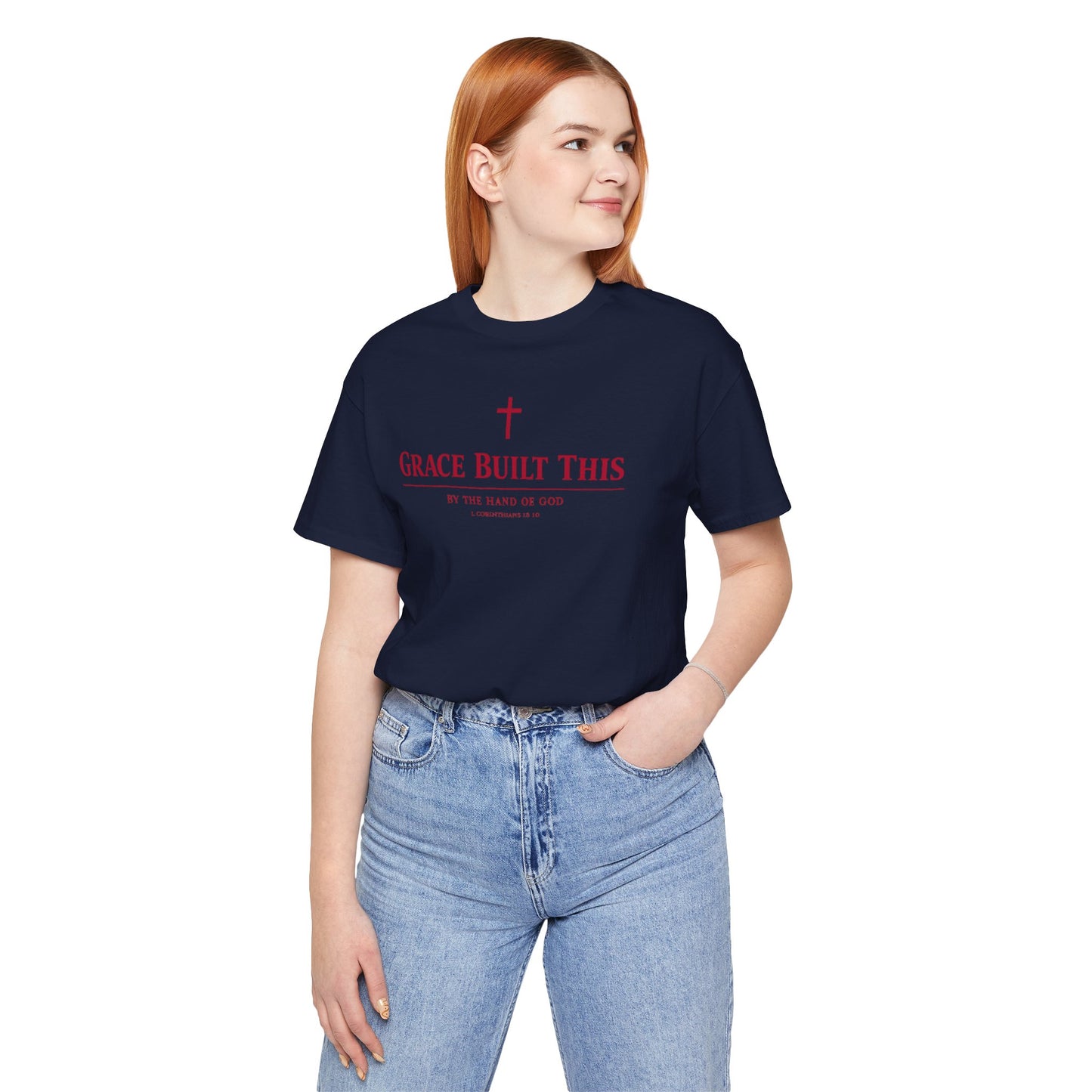Grace Built This T-Shirt — Christian Faith Tee with Cross