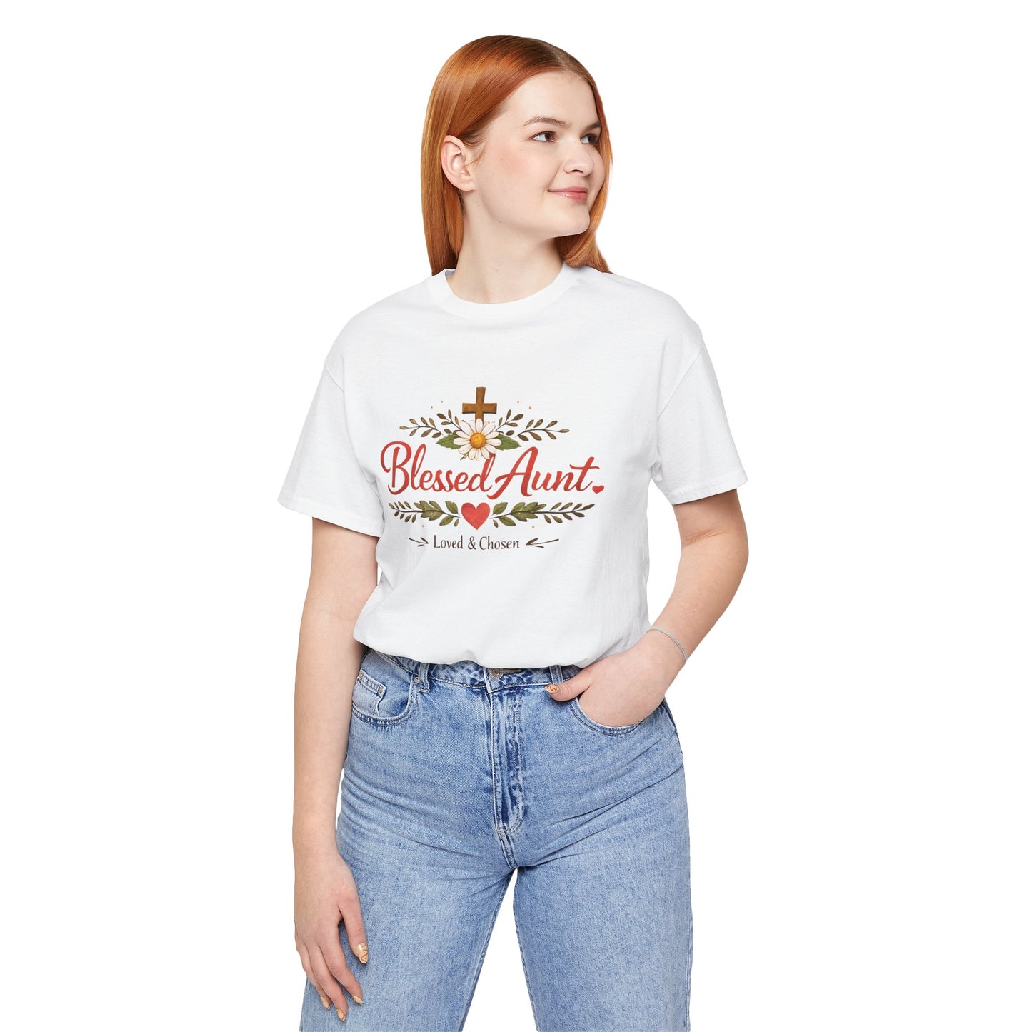 Blessed Aunt T-Shirt - "Blessed Aunt Loved & Chosen" Christian Floral Tee