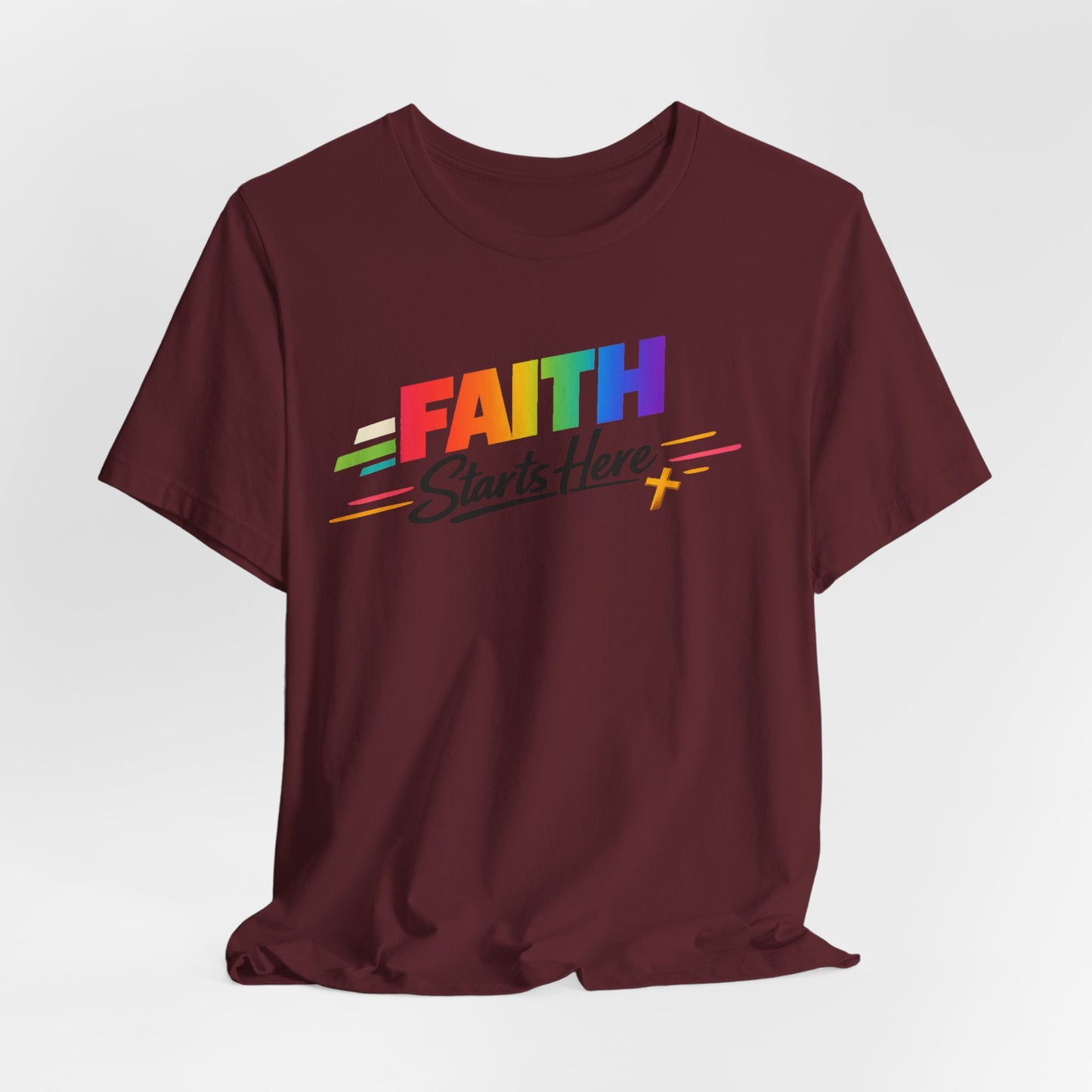 Faith Starts Here Rainbow Tee