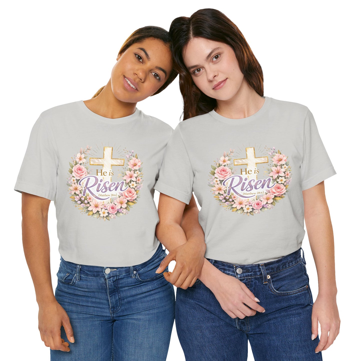 He Is Risen Floral Cross T-Shirt
