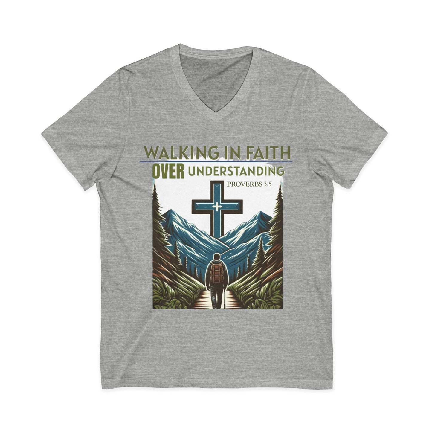 V-Neck Tee - Proverbs 3:5 'WALKING IN FAITH OVER UNDERSTANDING'
