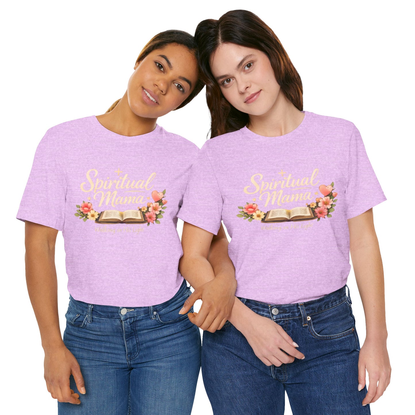 Spiritual Mama T-Shirt — "Walking in His Light" Floral Bible Tee
