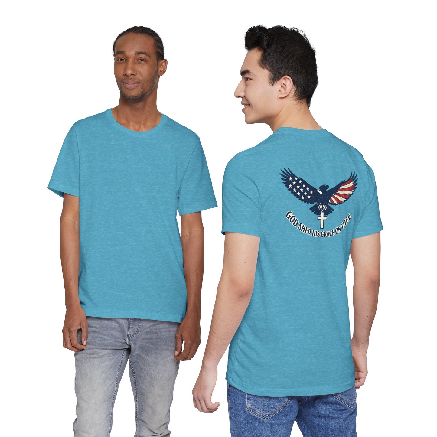 Patriotic Eagle T‑Shirt — "God Shed His Grace on Thee" Back Graphic Tee