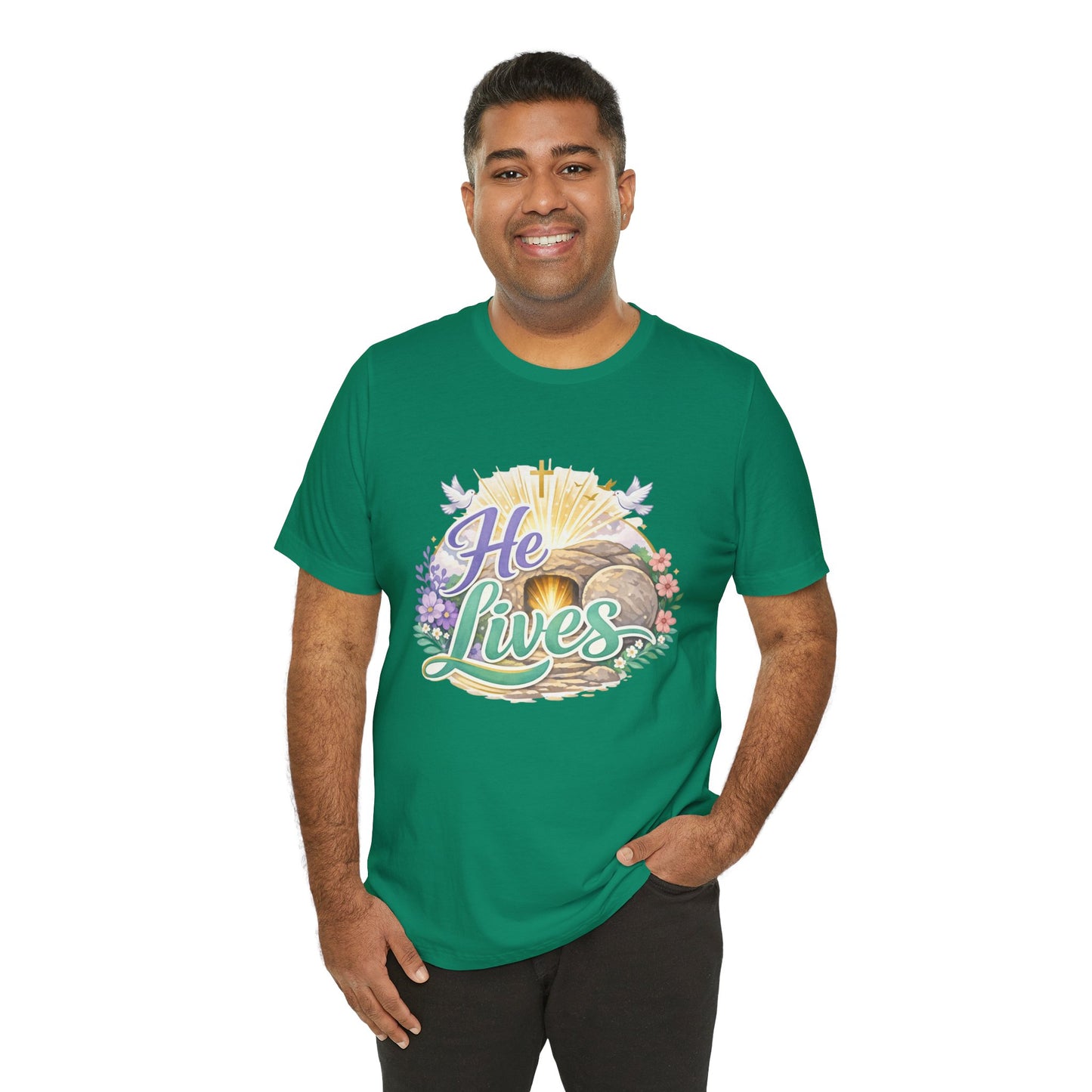 He Lives Jesus Tomb Tee — Christian Easter T‑Shirt