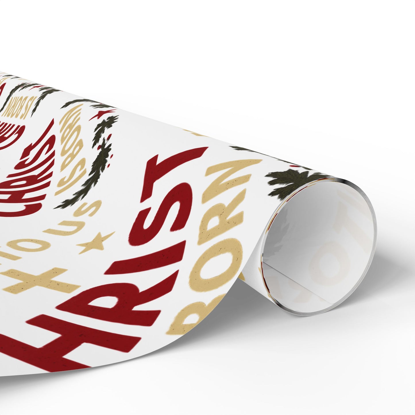 Christmas Wrapping Paper — "FOR UNTO US CHRIST IS BORN" Religious Gift Wrap