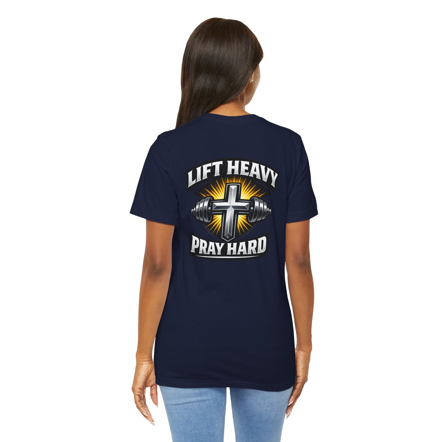 Lift Heavy Pray Hard T‑Shirt — Christian Fitness Gym Tee