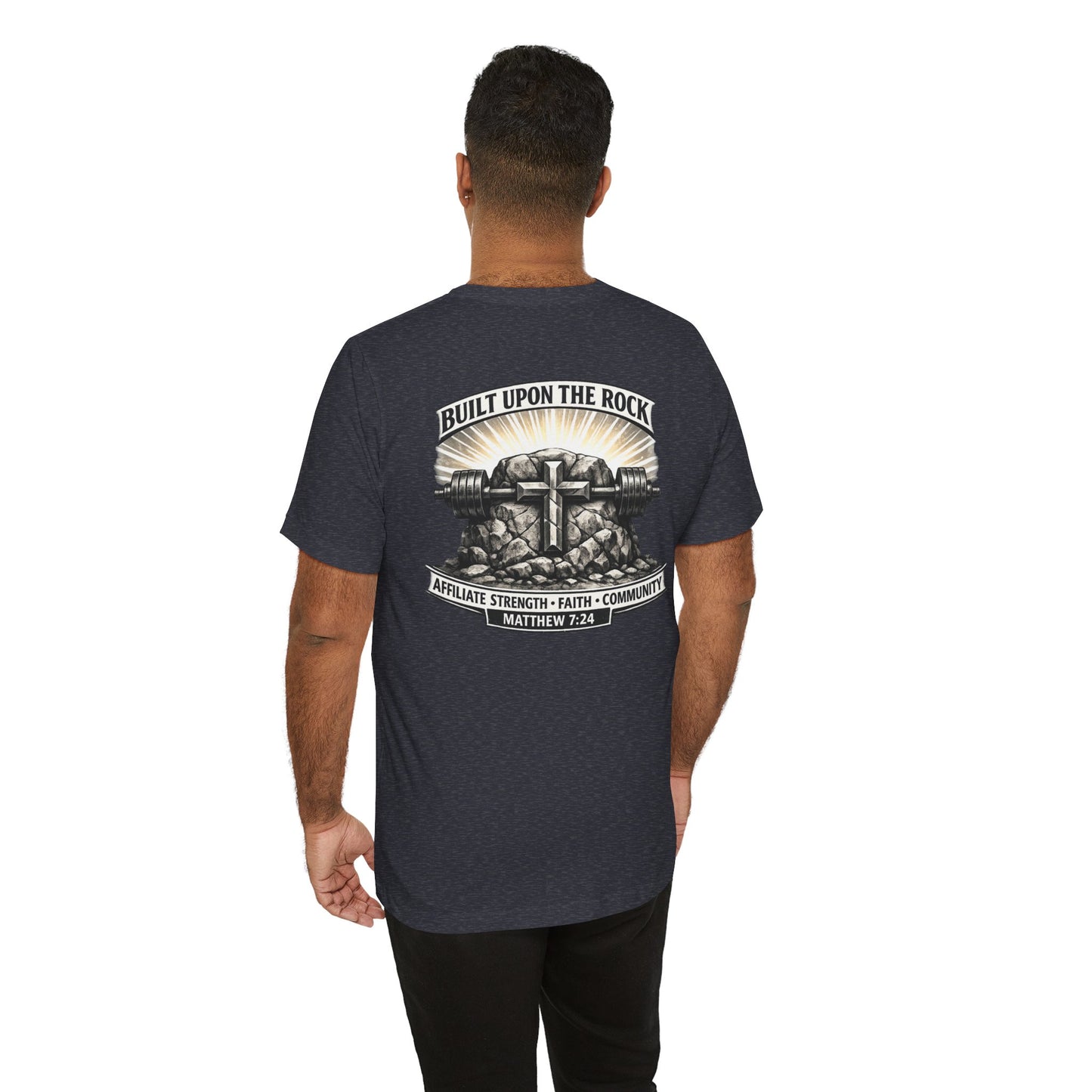 Built Upon the Rock T‑Shirt — Christian Faith Matthew 7:24 Graphic Tee