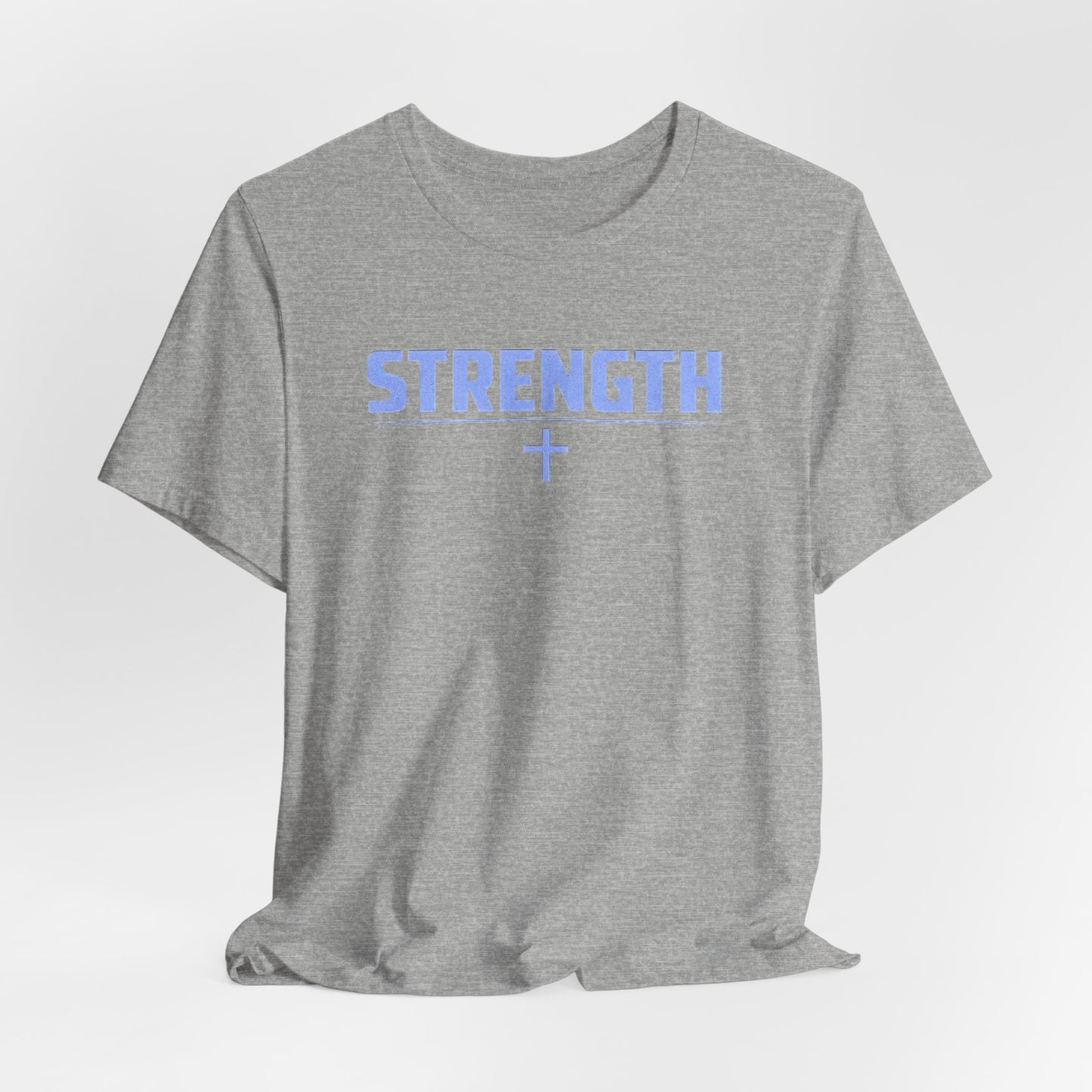 Strength with Cross Tee — Minimal Motivational Fitness Shirt