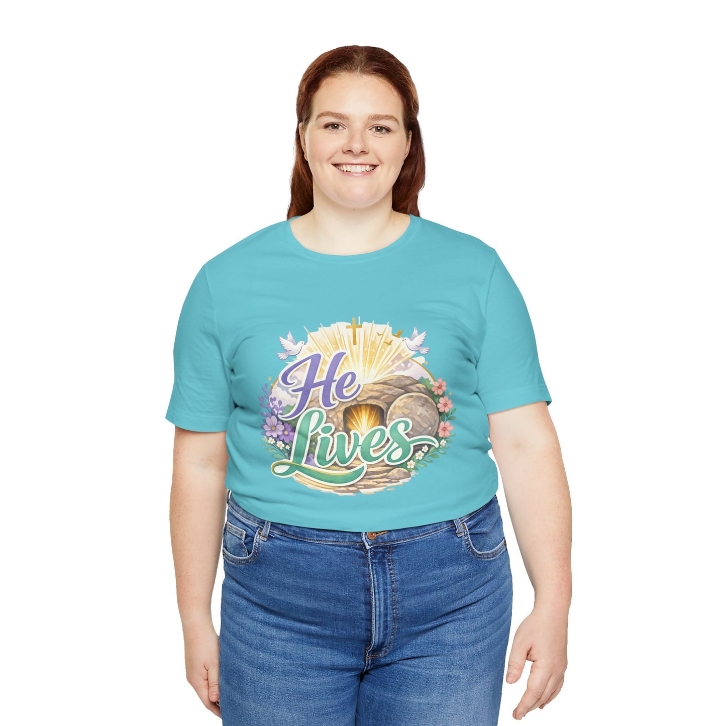 He Lives Jesus Tomb Tee — Christian Easter T‑Shirt