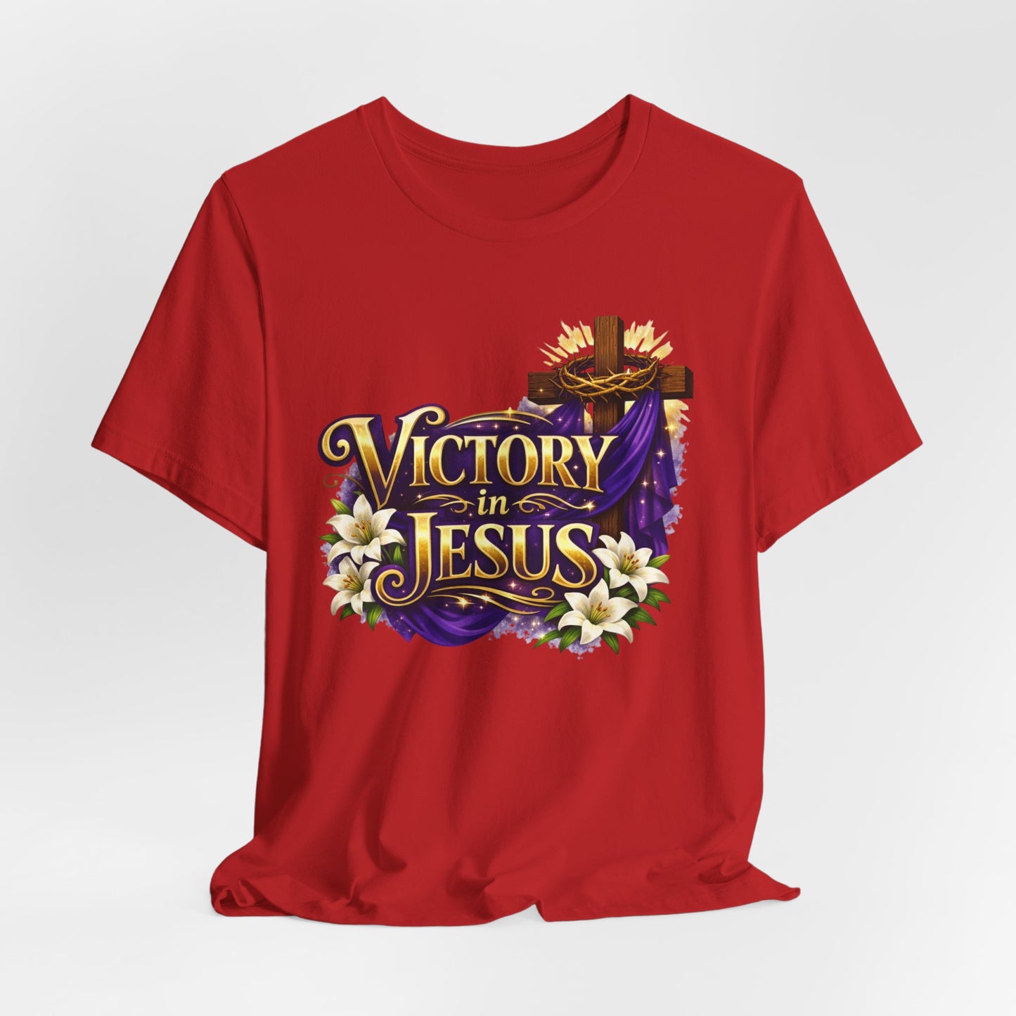 Victory In Jesus Christian T-Shirt — Cross Faith Tee