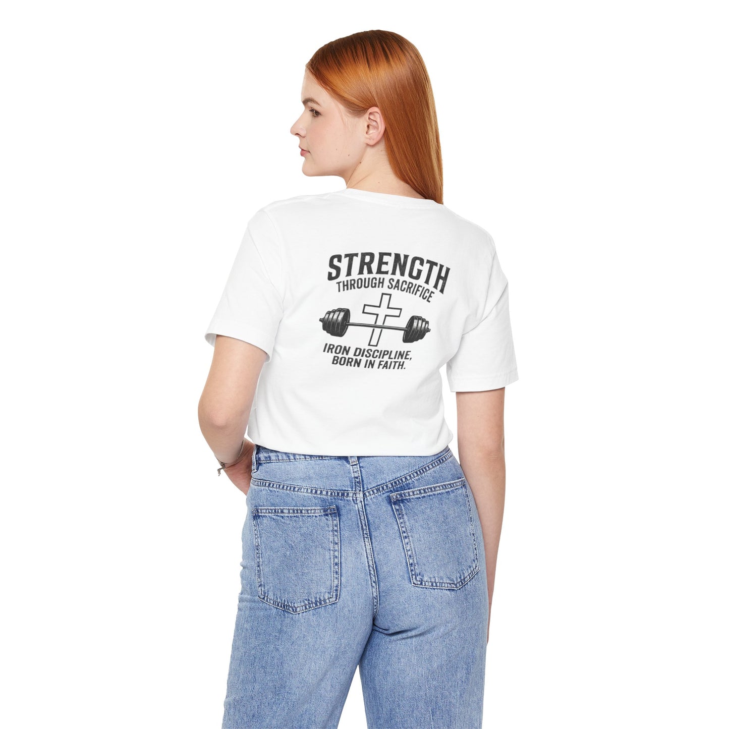 Strength Through Sacrifice Tee — Faith & Fitness Workout T‑Shirt