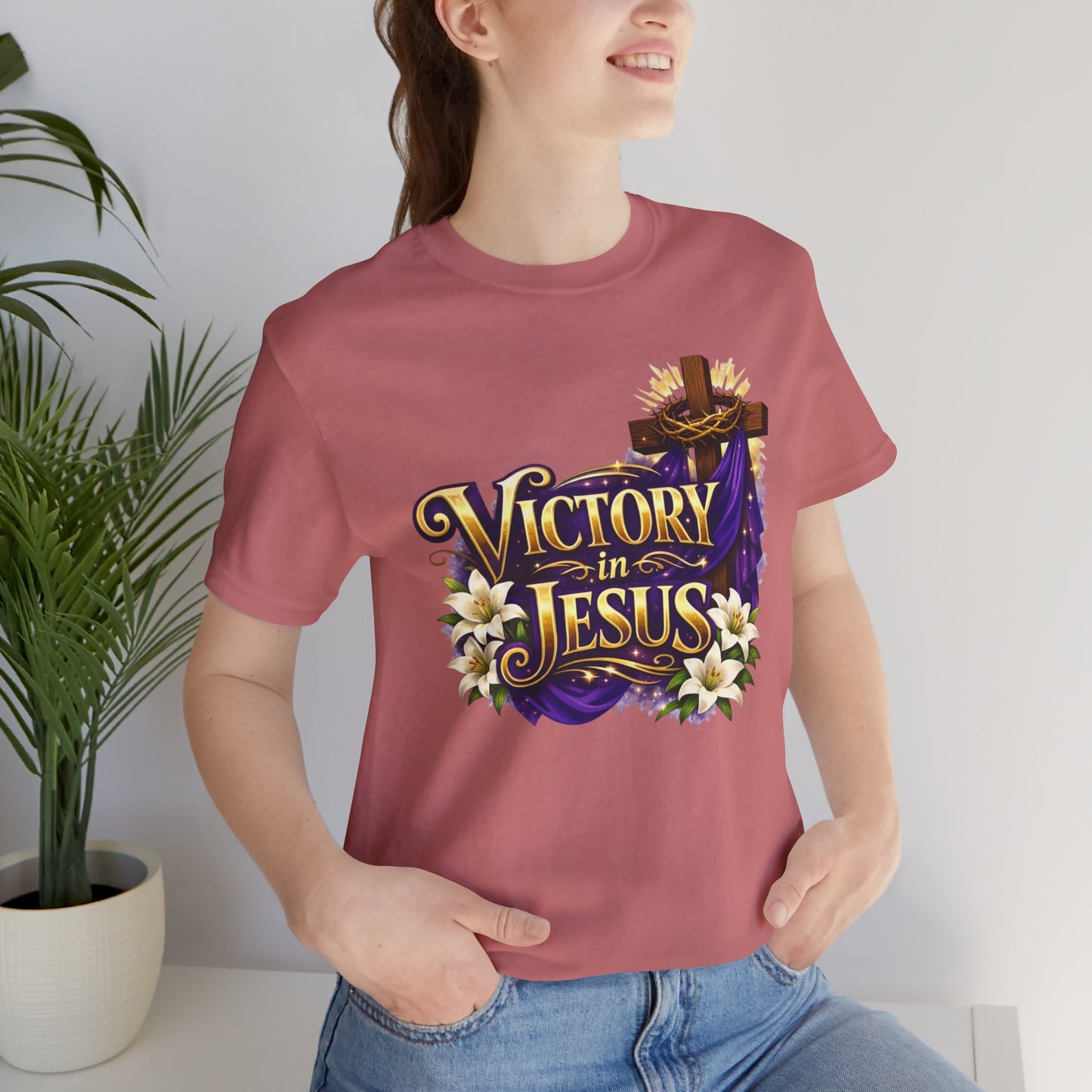 Victory In Jesus Christian T-Shirt — Cross Faith Tee