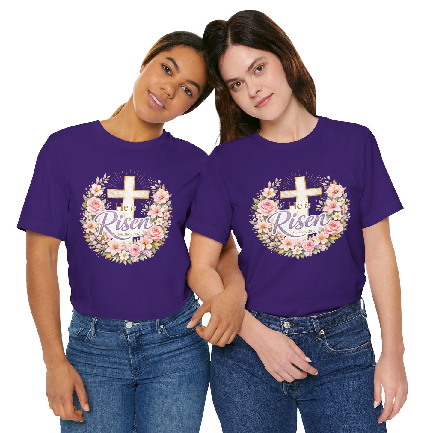 He Is Risen Floral Cross T-Shirt