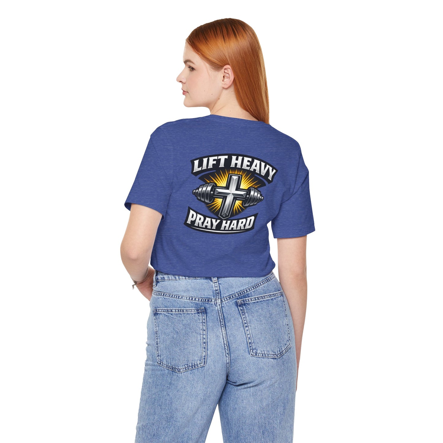 Lift Heavy Pray Hard T‑Shirt — Christian Fitness Gym Tee