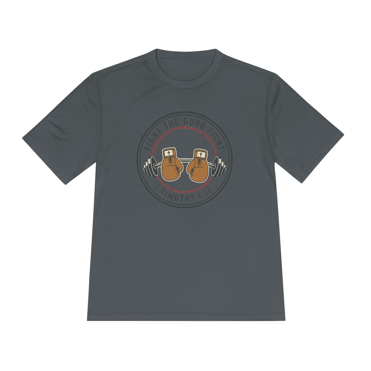 1 Timothy 6:12 'Fight the Good Fight' Moisture-Wicking Workout Tee