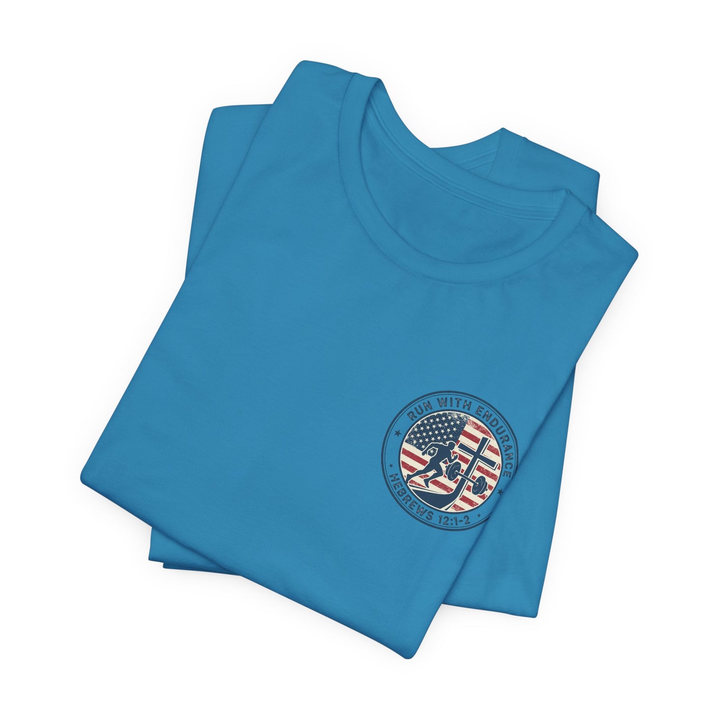 Hebrews 12:1-2 'Run With Endurance' T-Shirt — Inspirational Christian Tee