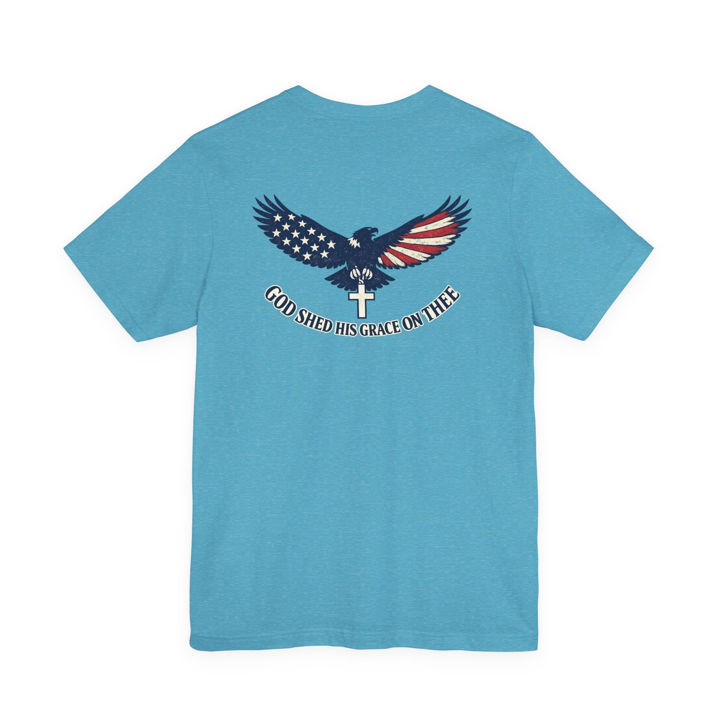 Patriotic Eagle T‑Shirt — "God Shed His Grace on Thee" Back Graphic Tee