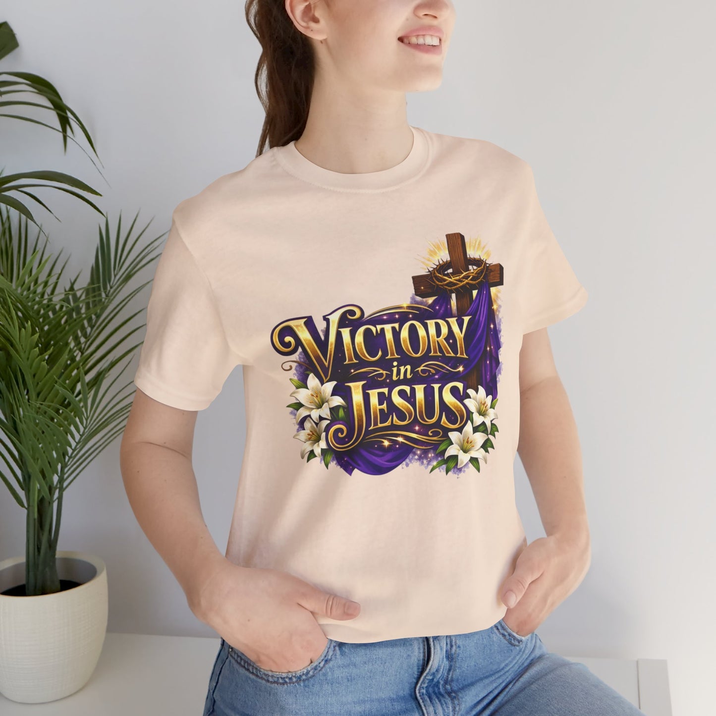 Victory In Jesus Christian T-Shirt — Cross Faith Tee