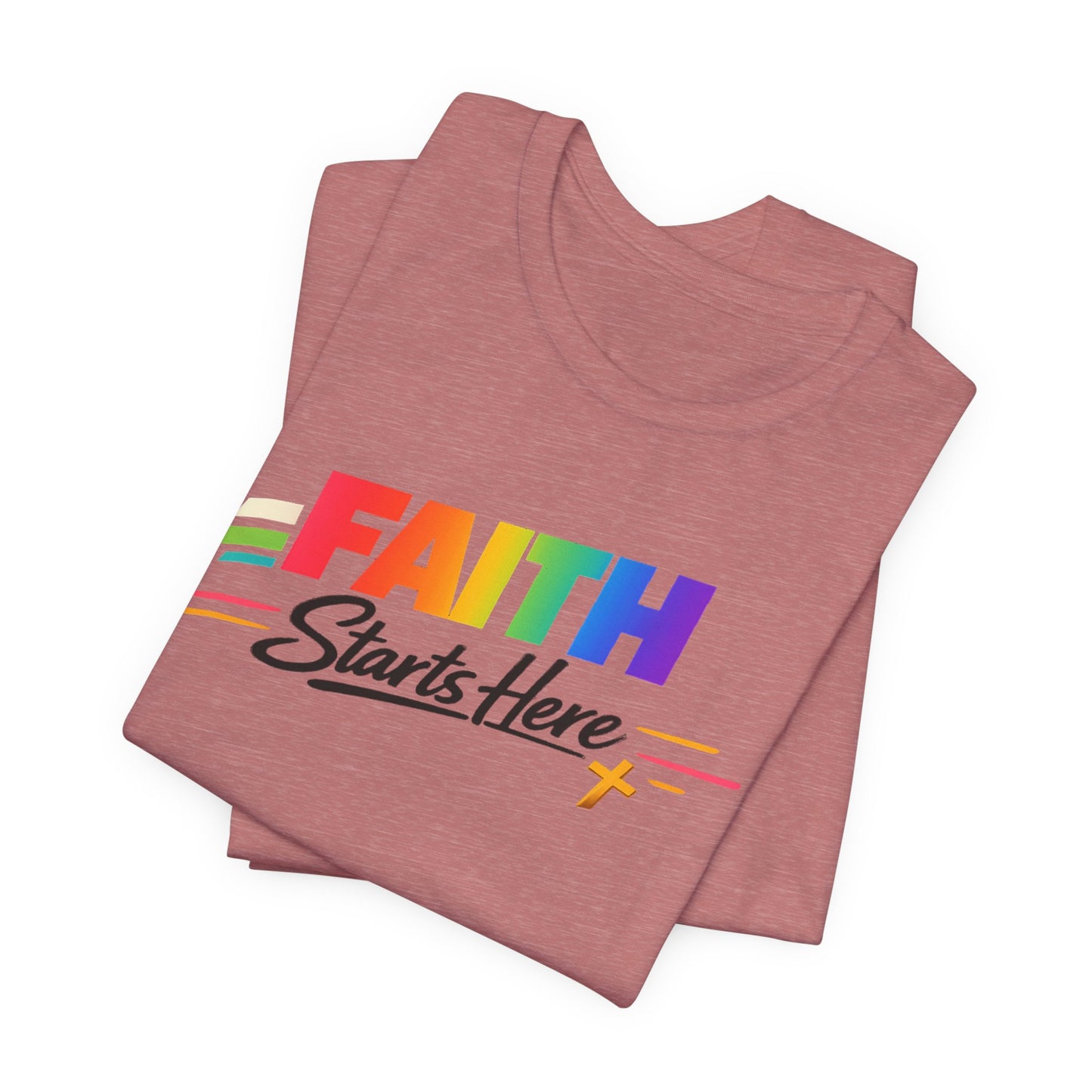 Faith Starts Here Rainbow Tee