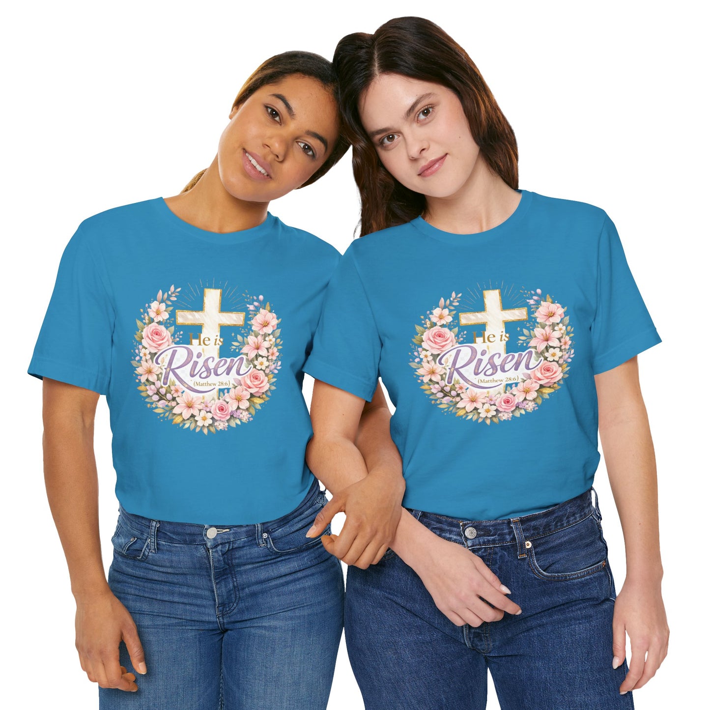 He Is Risen Floral Cross T-Shirt