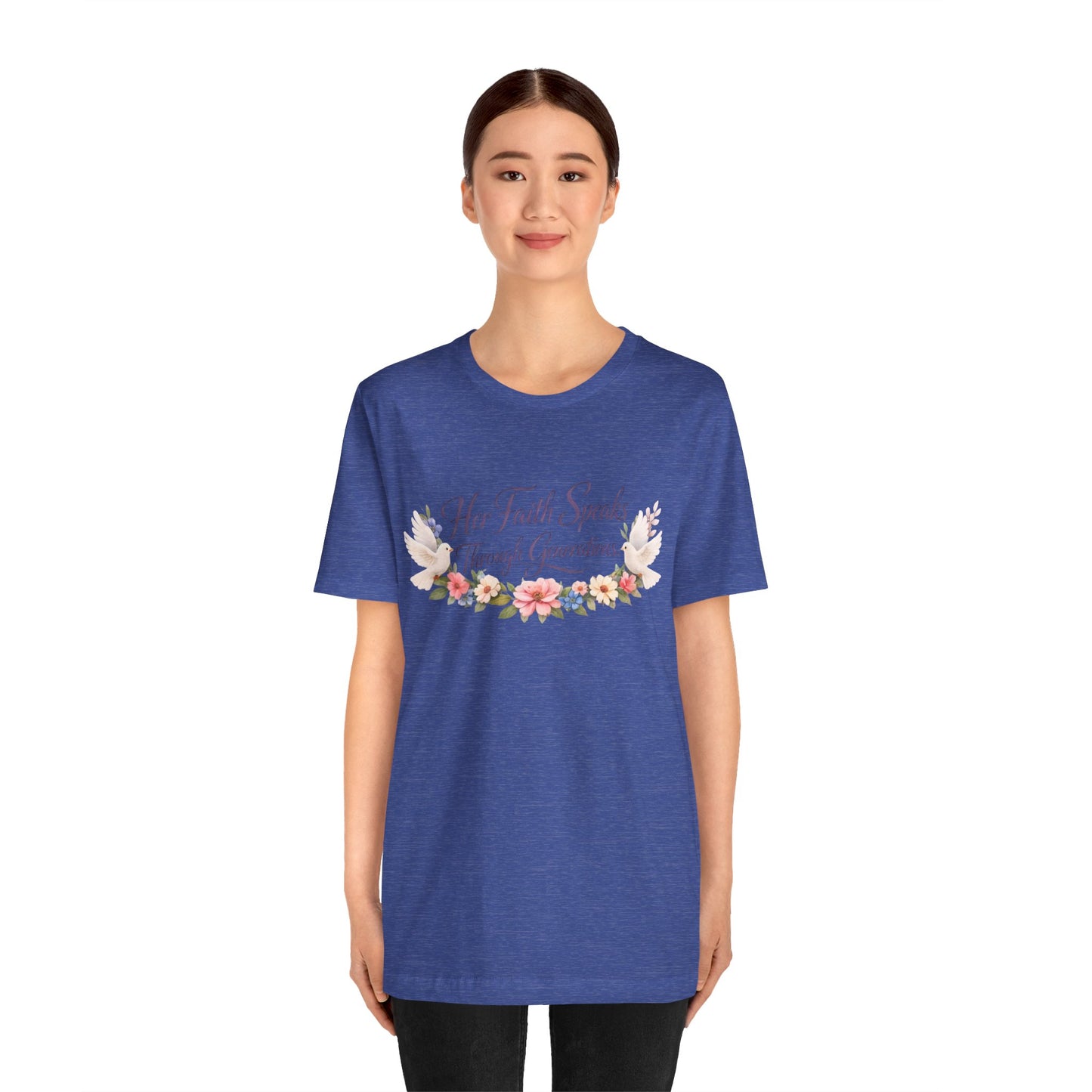 Her Faith Speaks Through Generations T-Shirt — Floral Inspirational Christian Tee