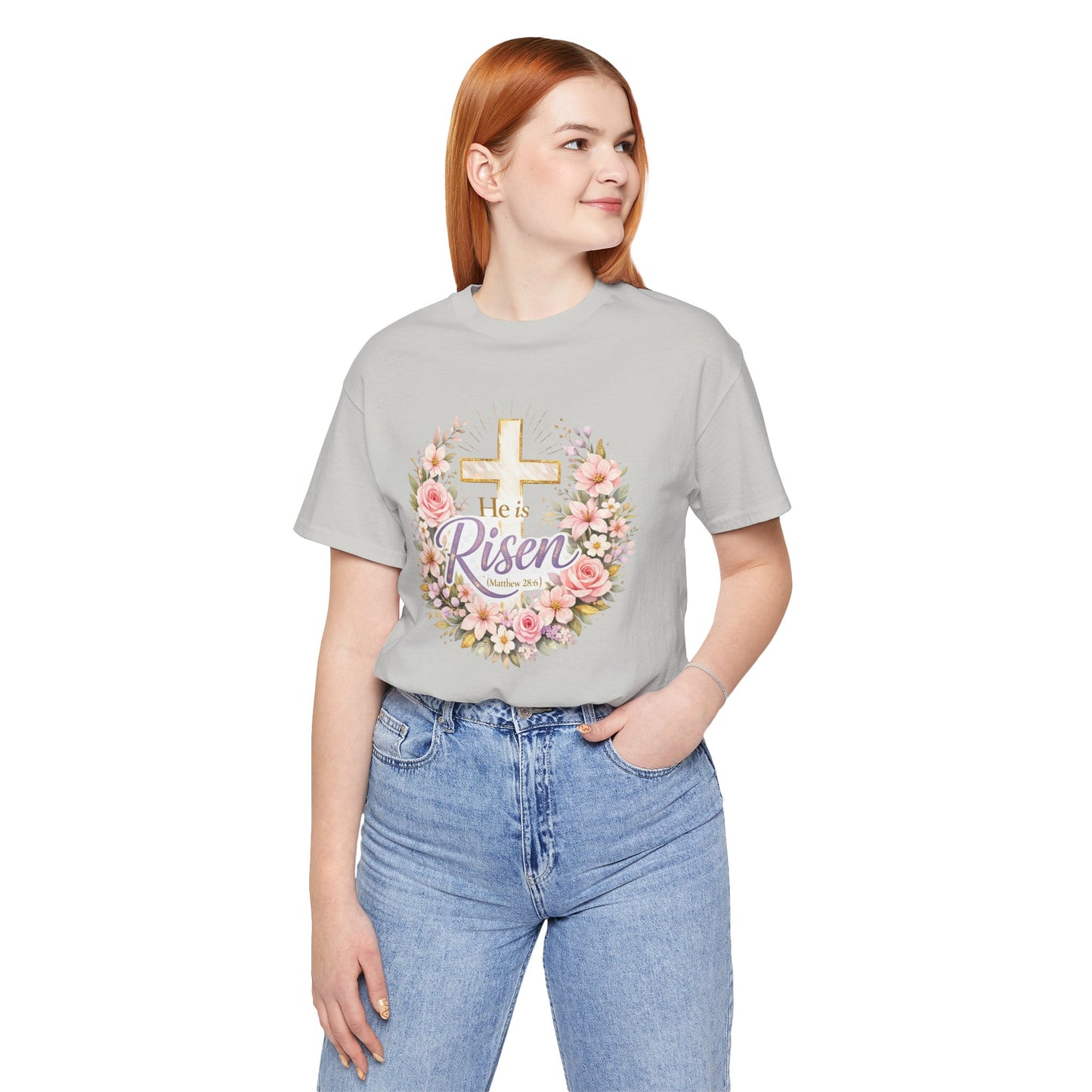 He Is Risen Floral Cross T-Shirt