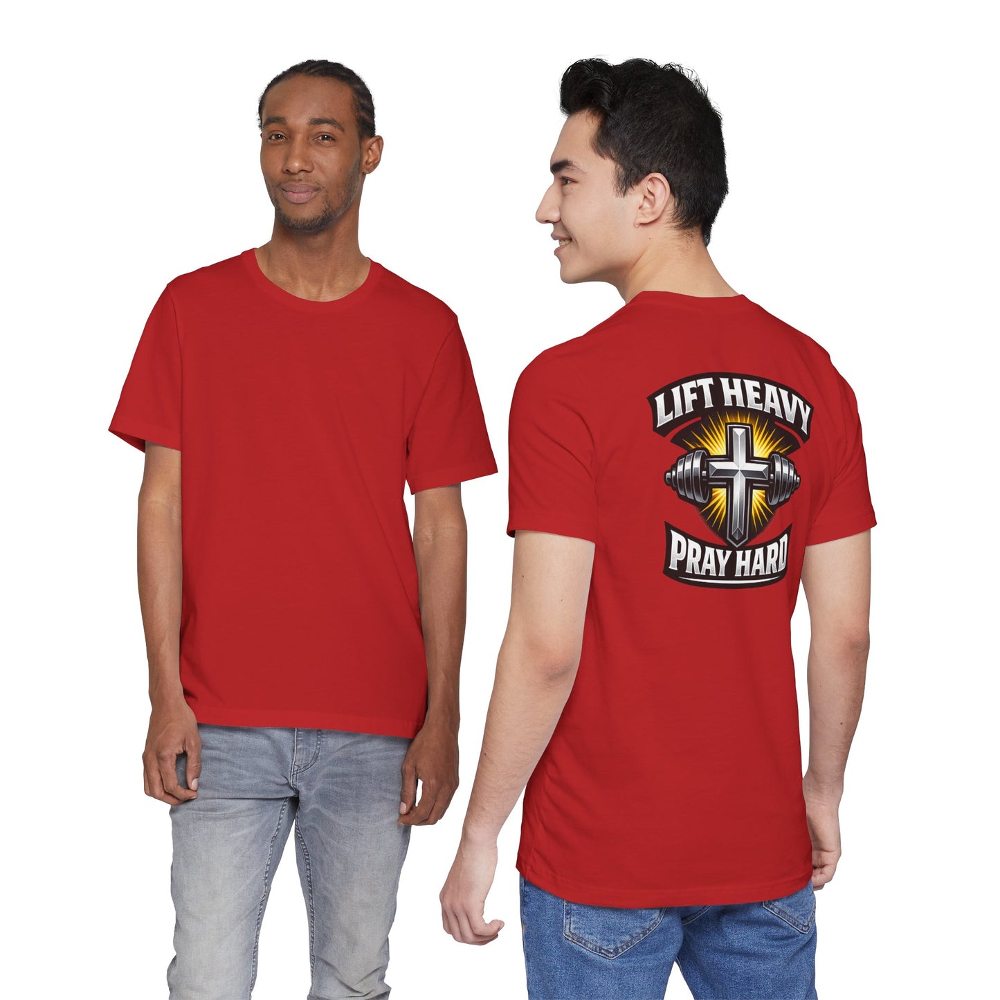 Lift Heavy Pray Hard T‑Shirt — Christian Fitness Gym Tee