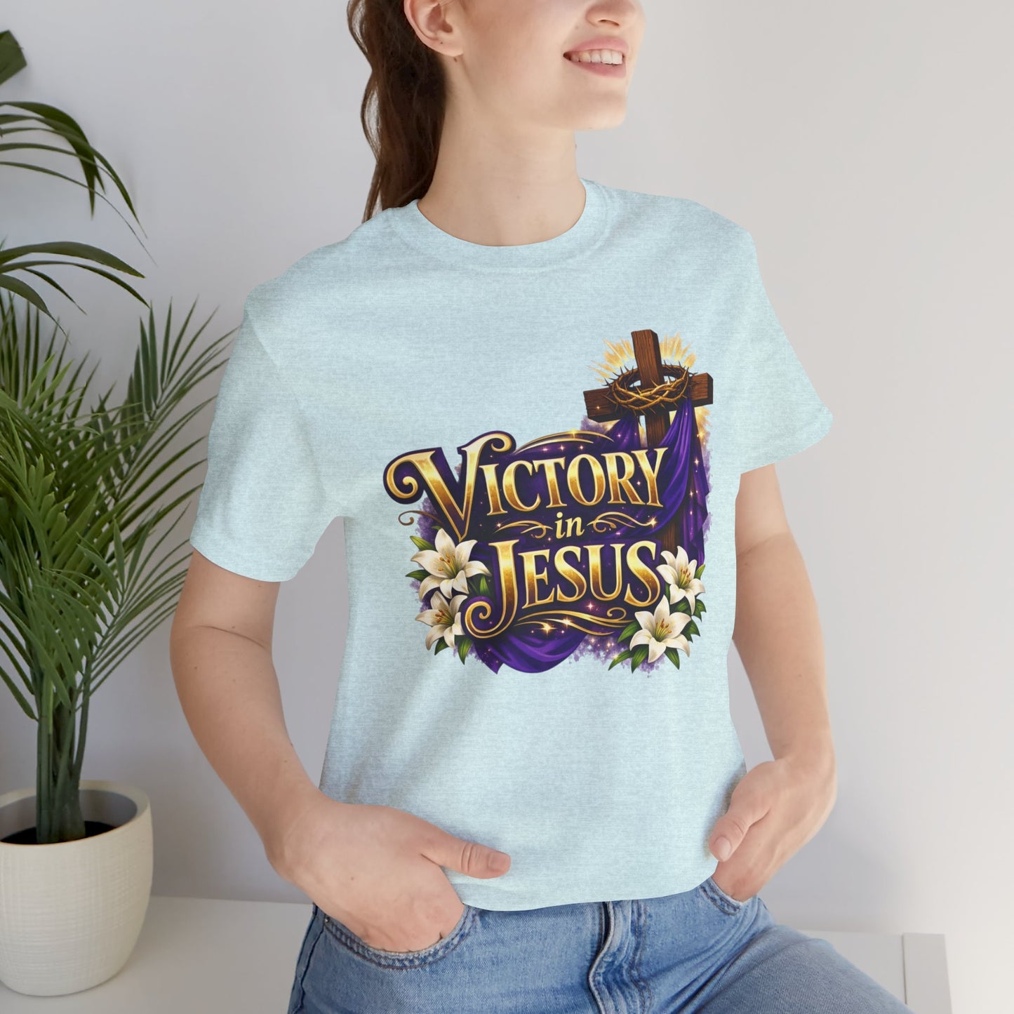 Victory In Jesus Christian T-Shirt — Cross Faith Tee