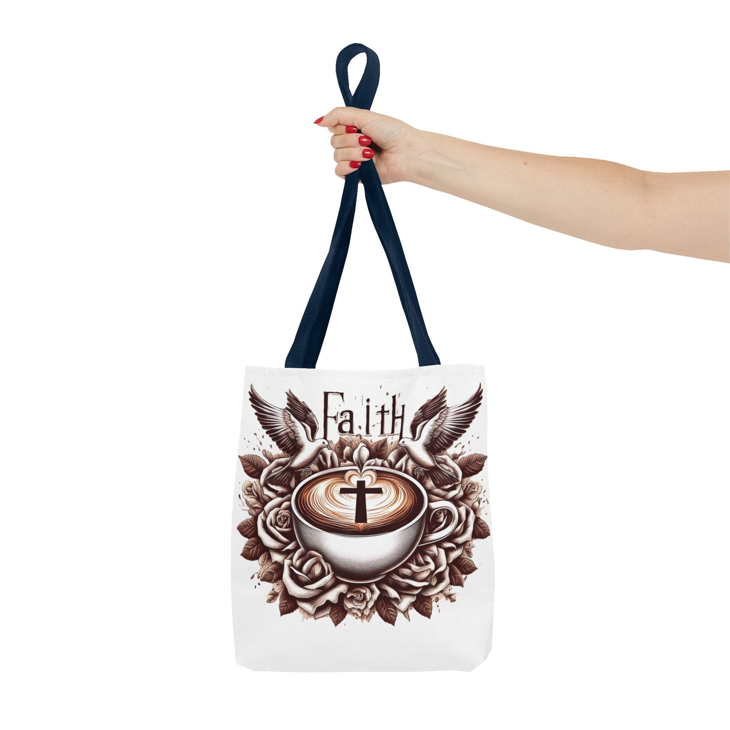Tote Bag (AOP) "Faith and Coffee"