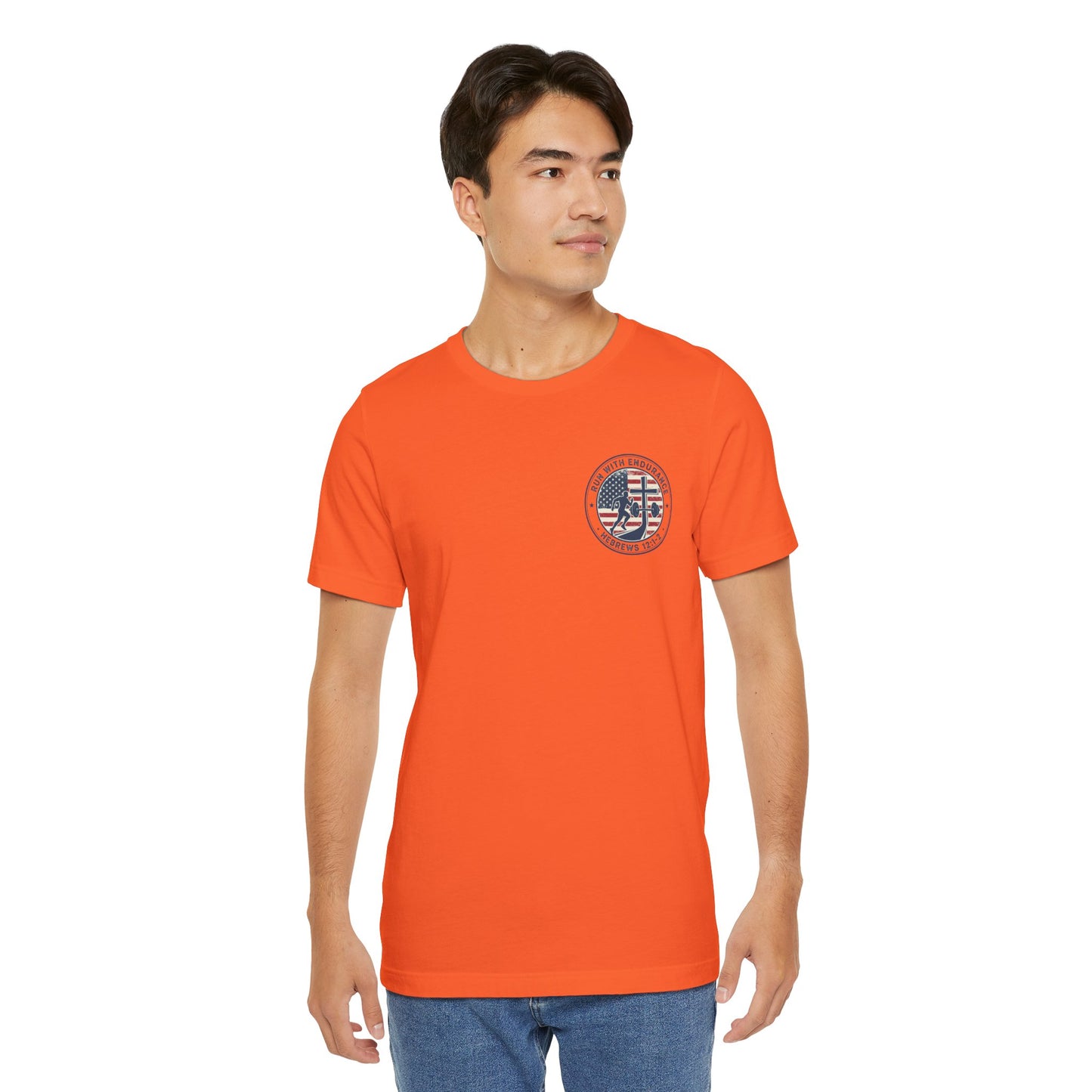 Hebrews 12:1-2 'Run With Endurance' T-Shirt — Inspirational Christian Tee