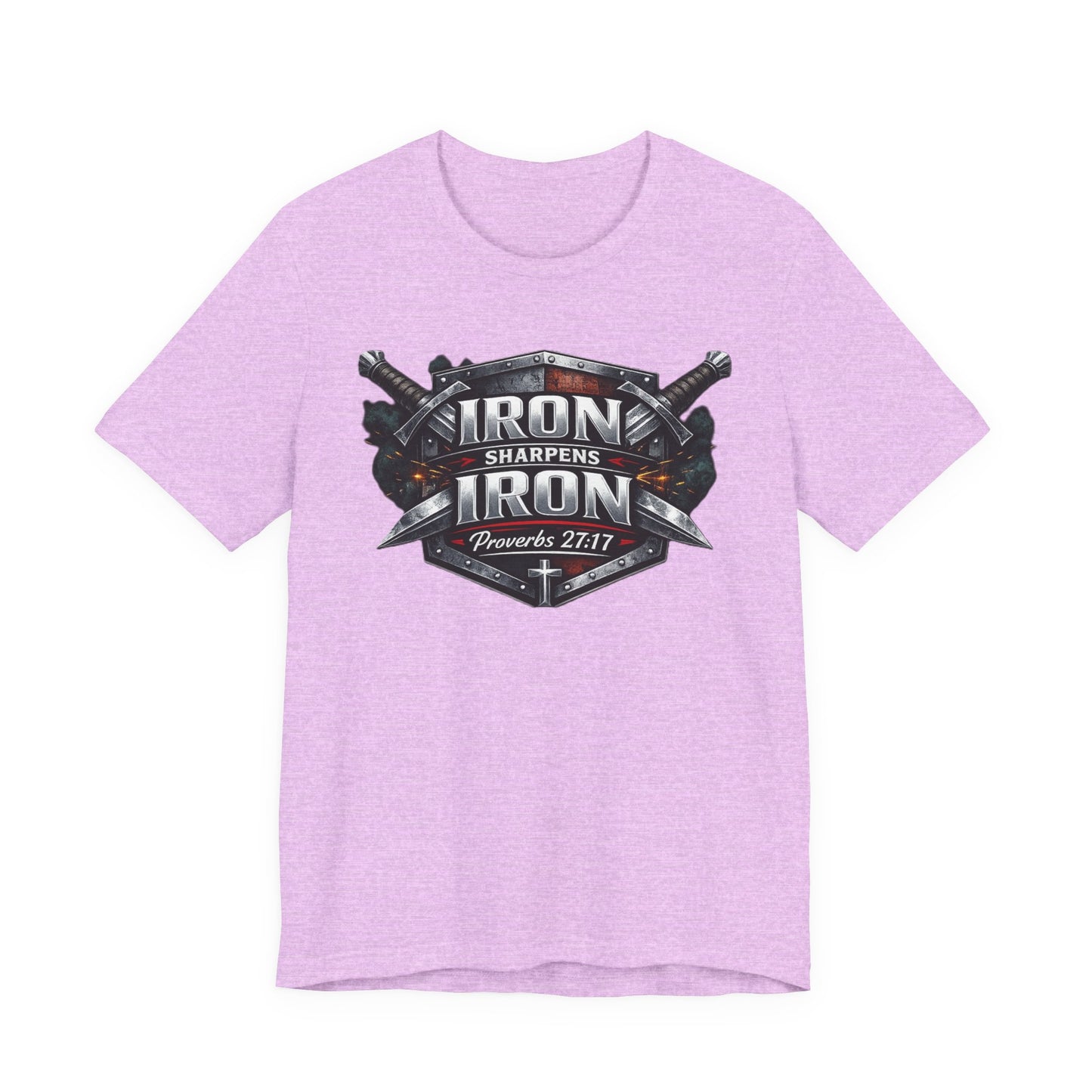 Iron Sharpens Iron T-Shirt — Faith-Based Proverbs 27:17 Graphic Tee