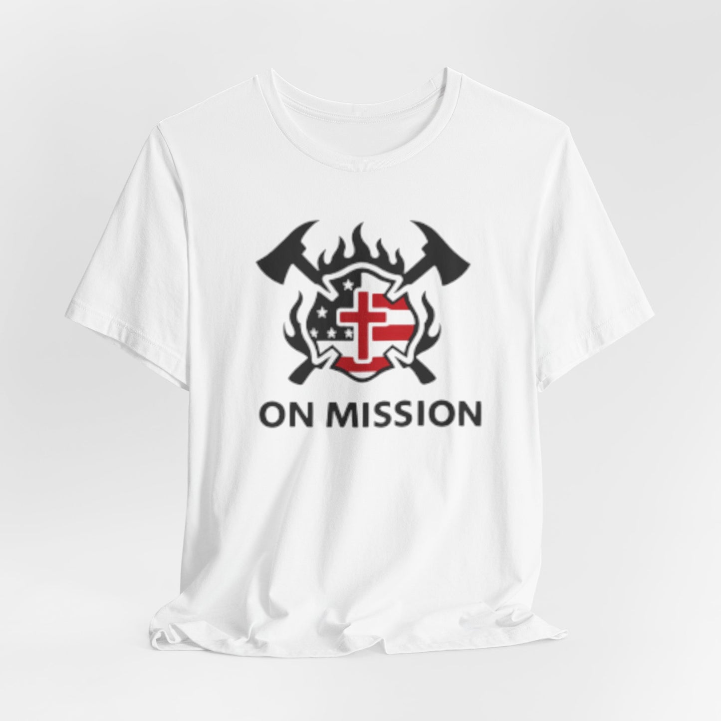 On Mission Christian Cross & American Flag T‑Shirt