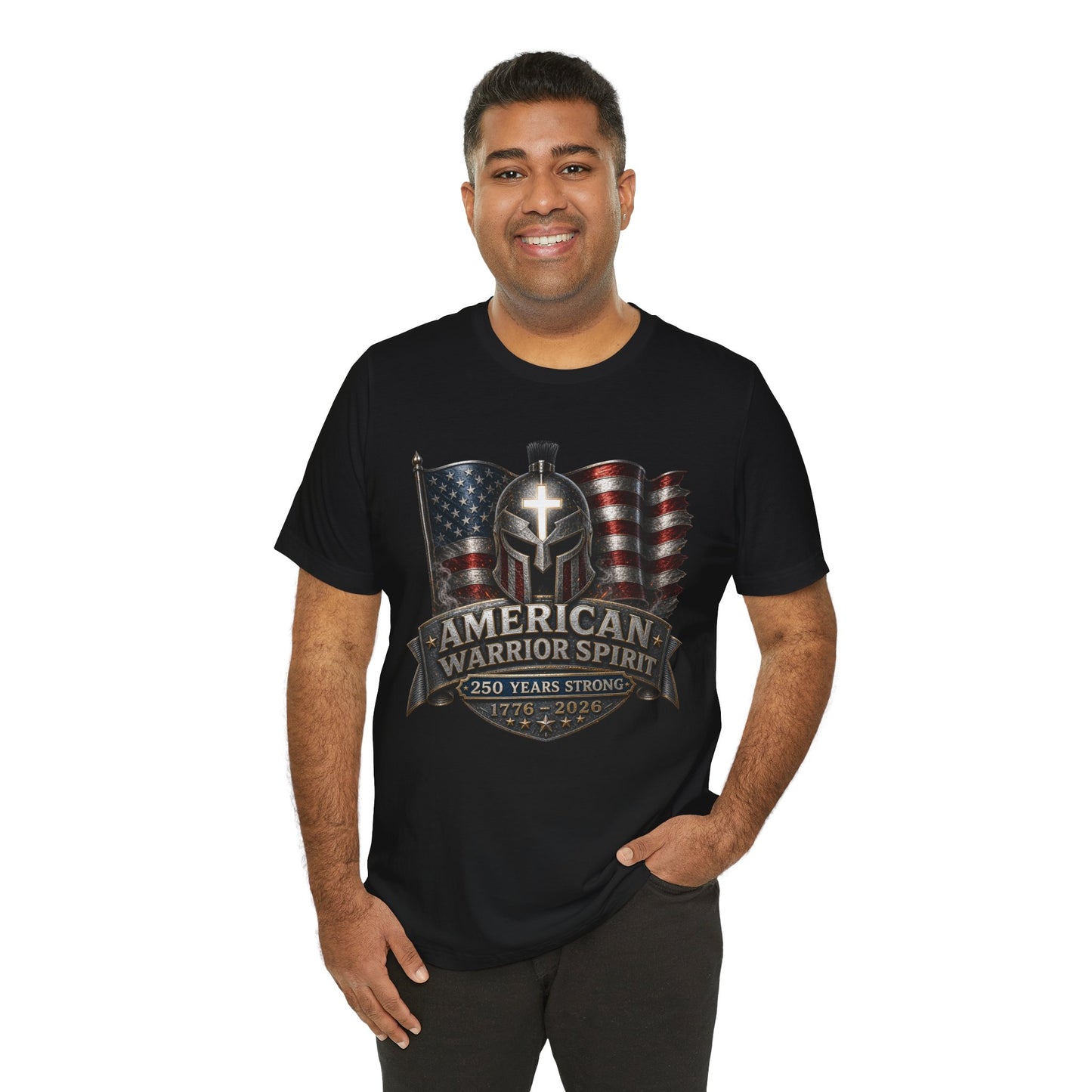 American Warrior Spirit T-Shirt – Patriotic 250 Years Strong Tee (1776–2026)