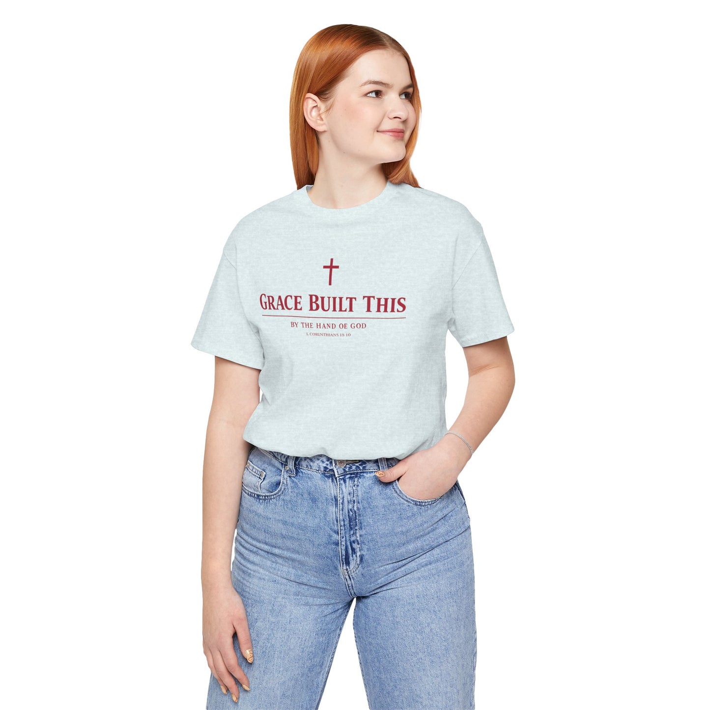 Grace Built This T-Shirt — Christian Faith Tee with Cross