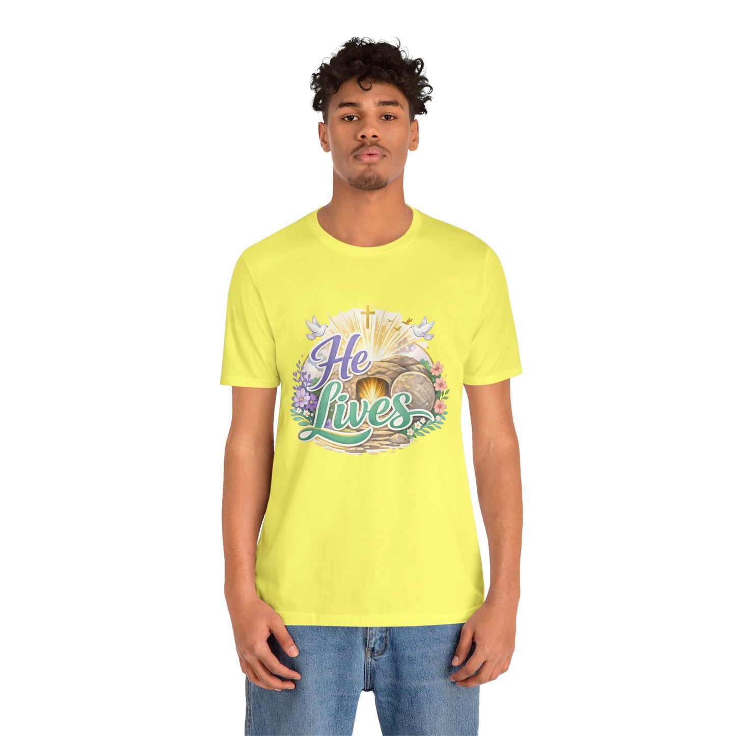 He Lives Jesus Tomb Tee — Christian Easter T‑Shirt