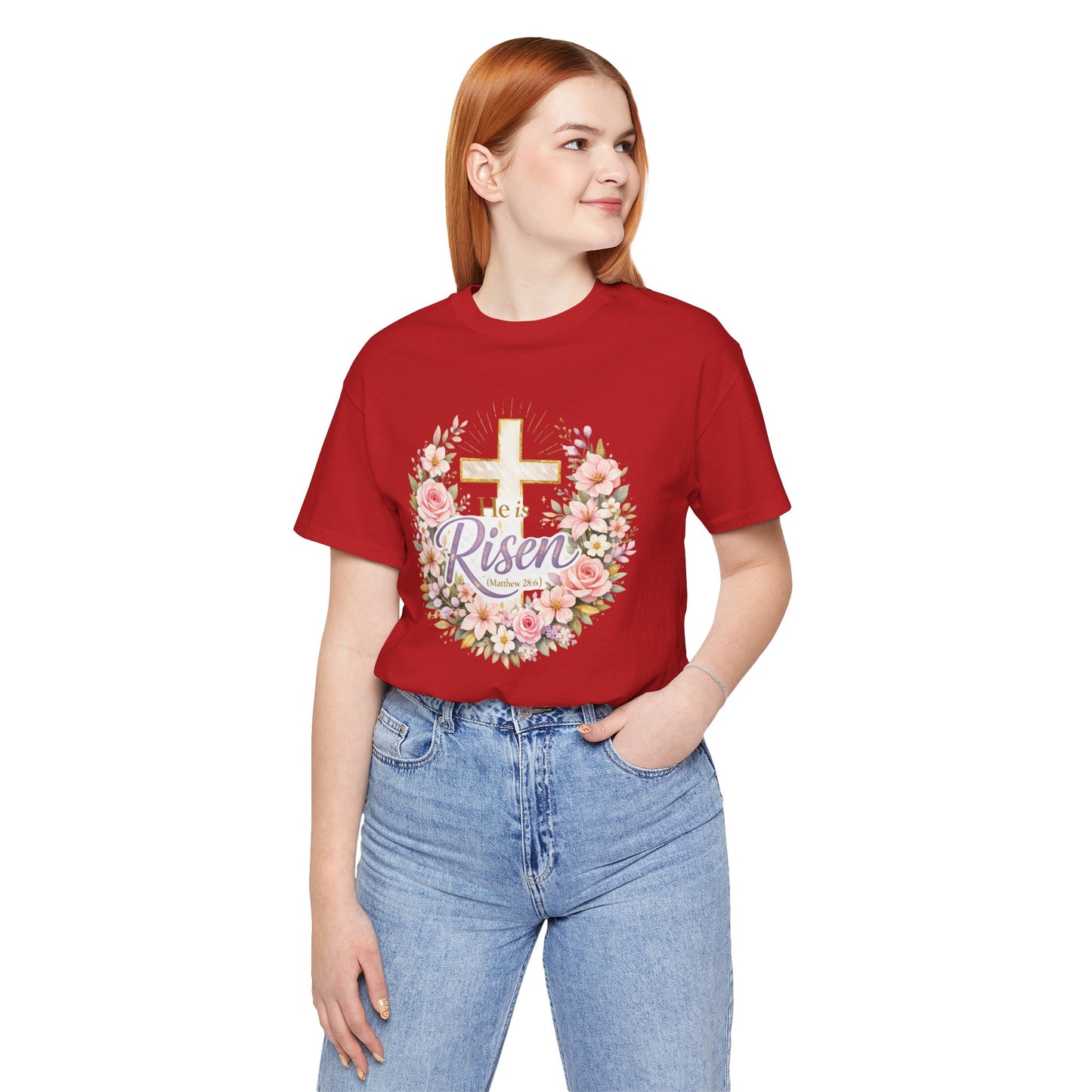 He Is Risen Floral Cross T-Shirt