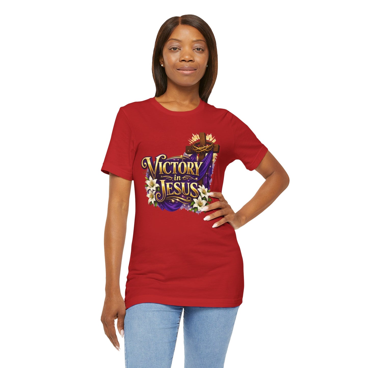 Victory In Jesus Christian T-Shirt — Cross Faith Tee