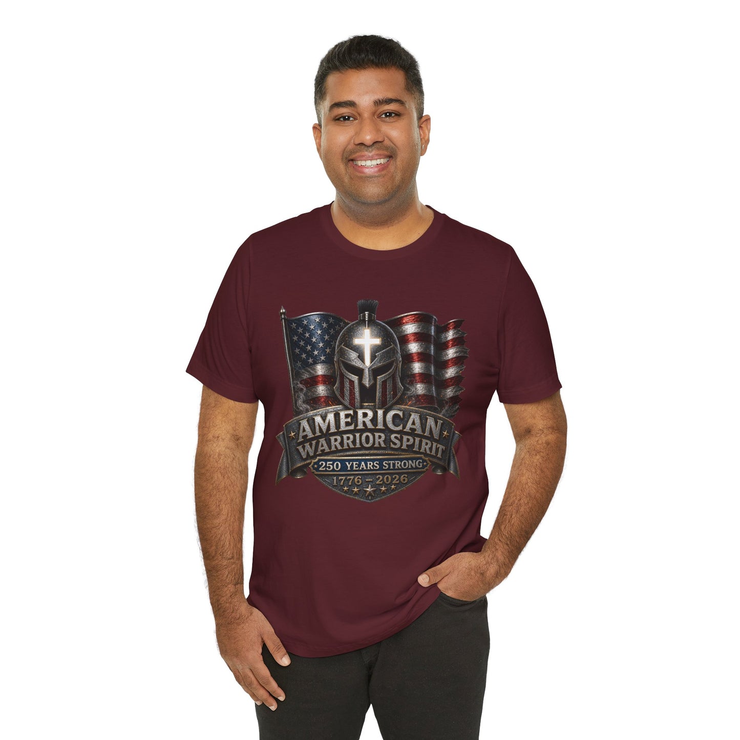 American Warrior Spirit T-Shirt – Patriotic 250 Years Strong Tee (1776–2026)