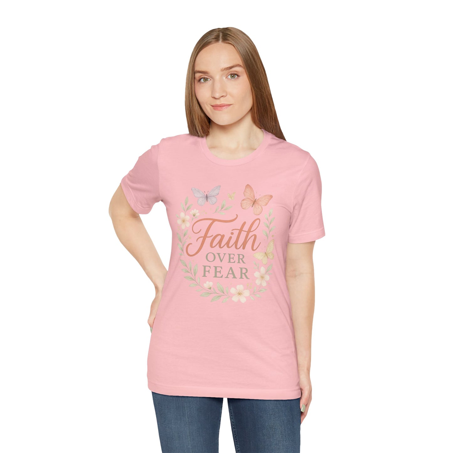 Faith Over Fear T-Shirt — Floral Butterfly Inspirational Tee