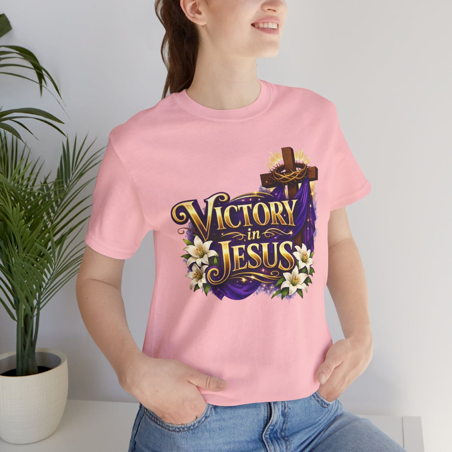 Victory In Jesus Christian T-Shirt — Cross Faith Tee