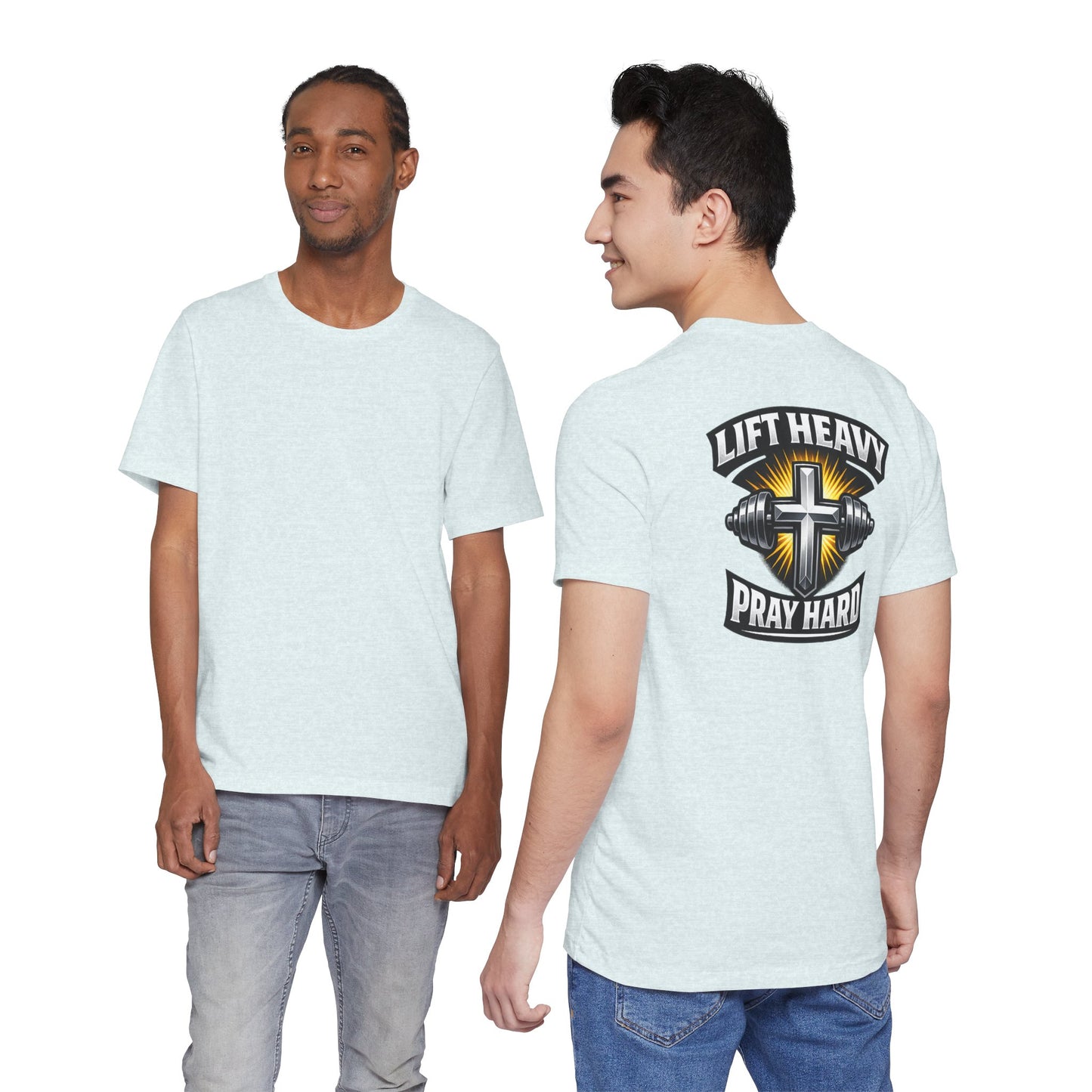 Lift Heavy Pray Hard T‑Shirt — Christian Fitness Gym Tee